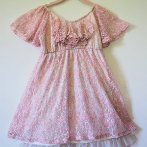 Girl's Pink Floral Lace Dress by Disney